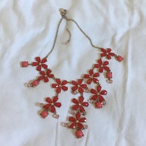 Flower statement necklace coral WHBM